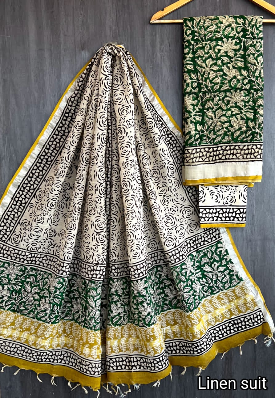 Pure linen suit/ salwar material - Eshana Collections