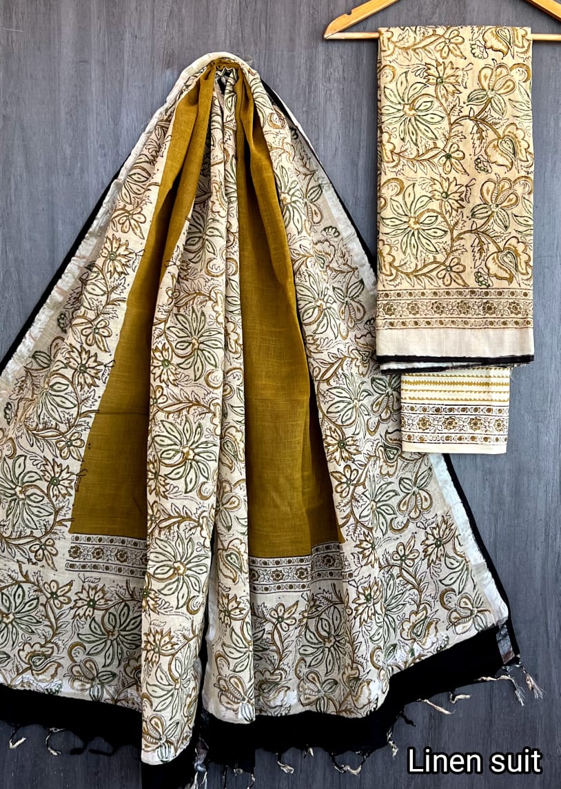 Pure linen suit/ salwar material - Eshana Collections