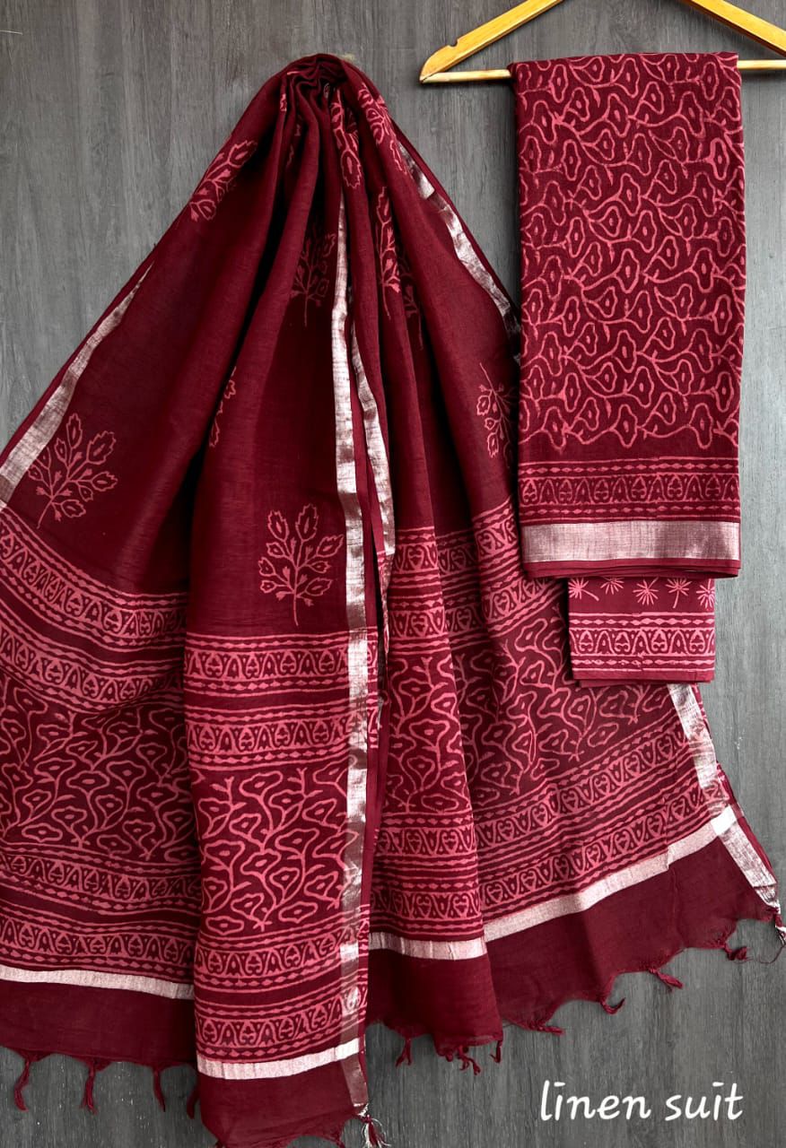 Pure linen salwar kameez material - Eshana Collections