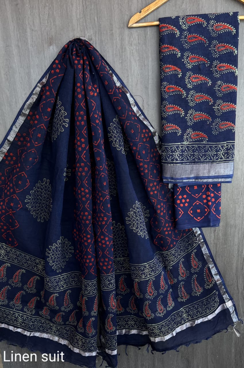 Pure linen suit/ salwar material - Eshana Collections