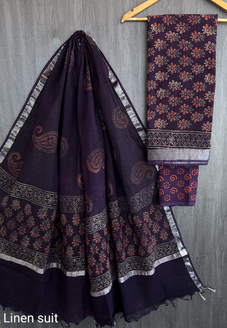Pure linen suit/ salwar material - Eshana Collections