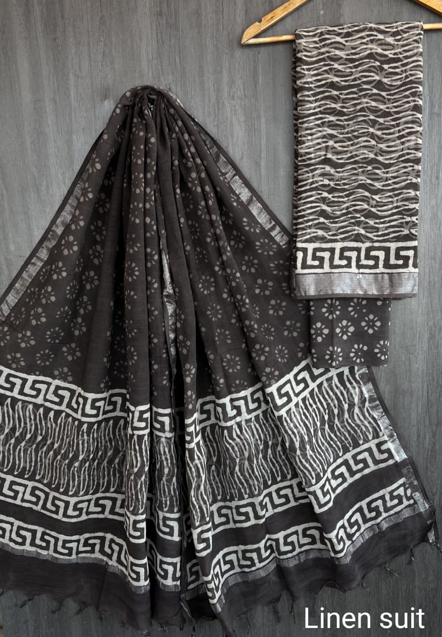 Pure linen salwar kameez material - Eshana Collections