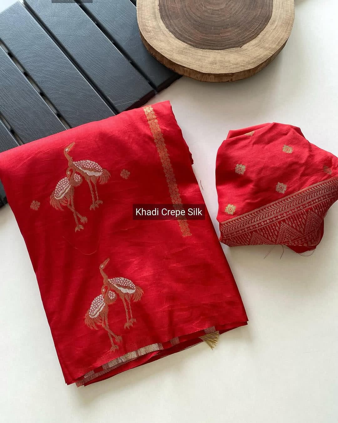 Khadi  crepe silk saree - Eshana Collections
