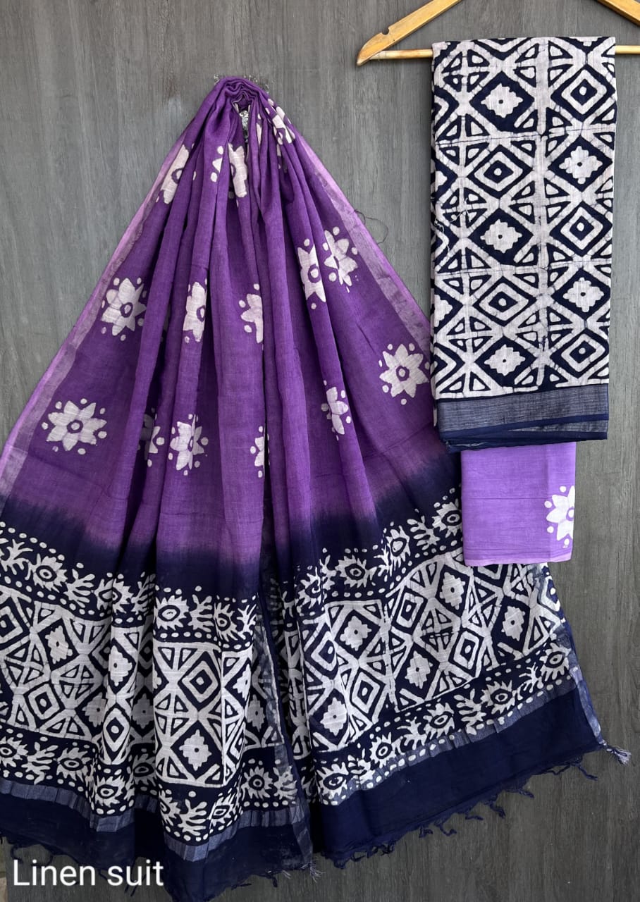 Pure linen suit/ salwar material - Eshana Collections