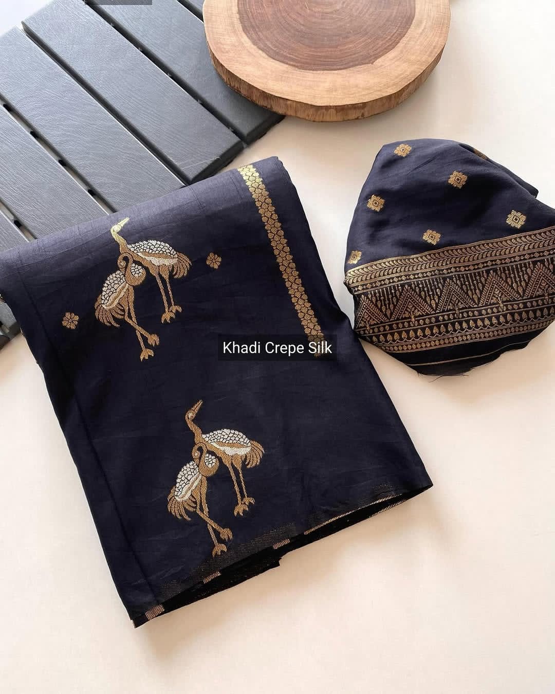 Khadi  crepe silk saree - Eshana Collections