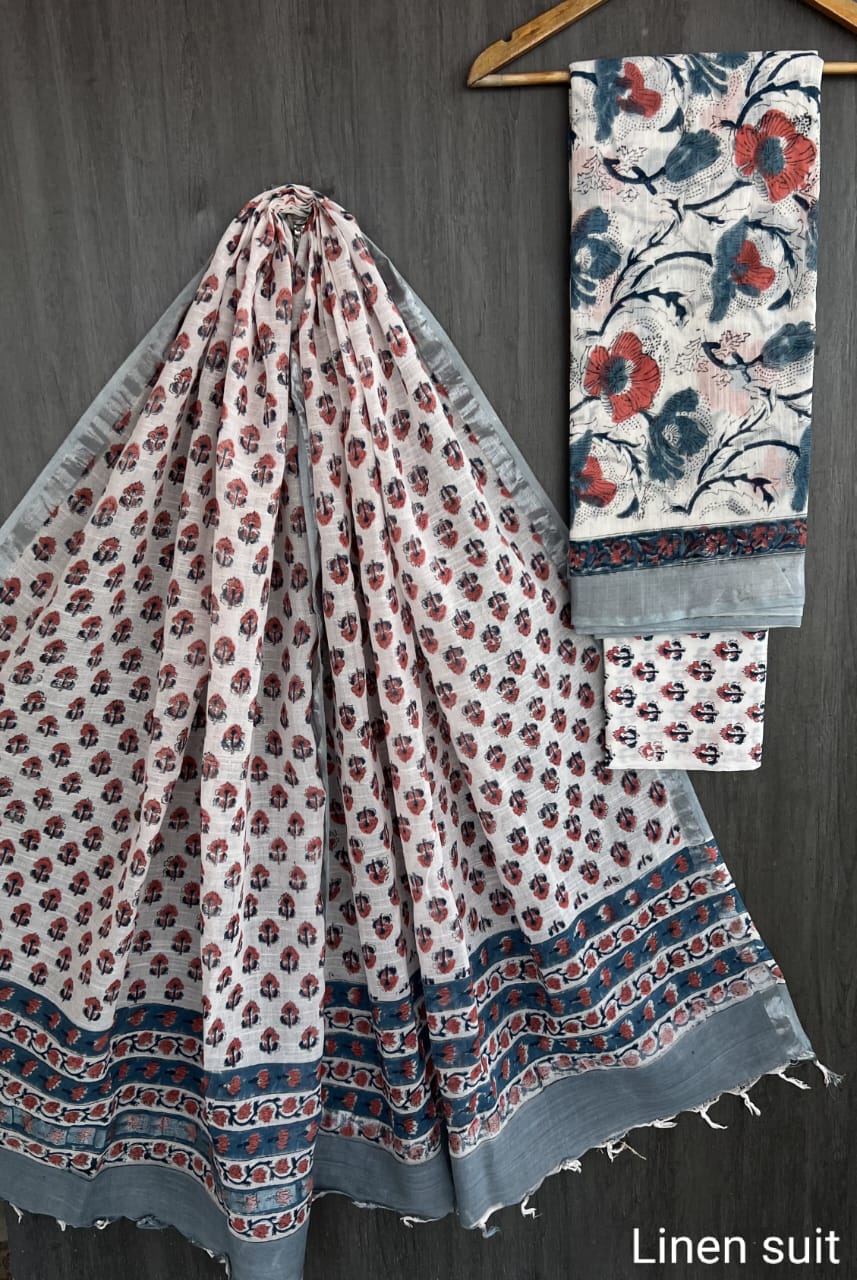 Pure linen salwar kameez material - Eshana Collections