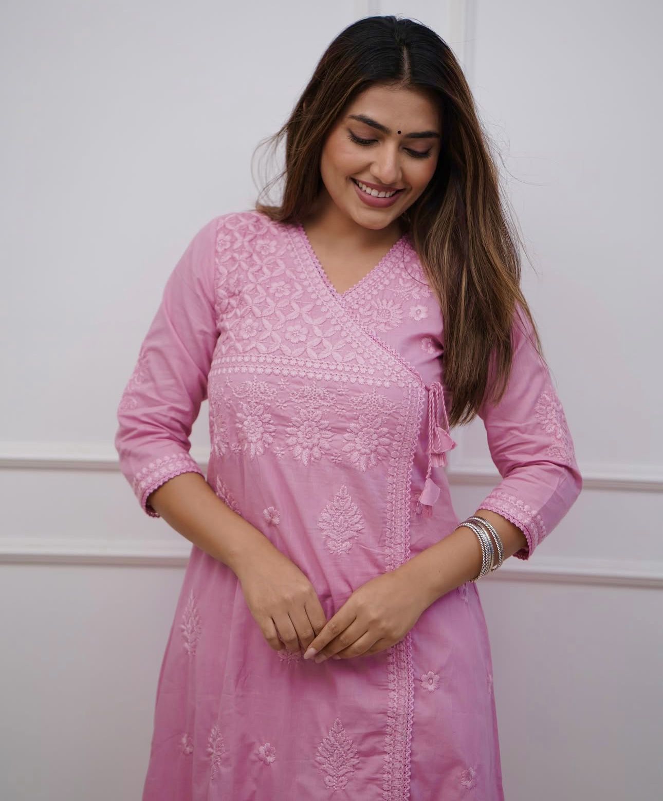 Cotton chikankari kurti and pant - Eshana Collections