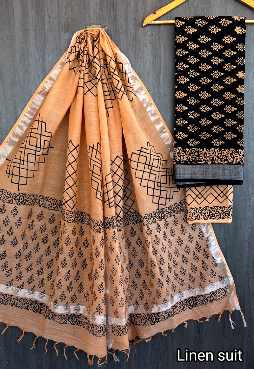 Pure linen salwar kameez material - Eshana Collections