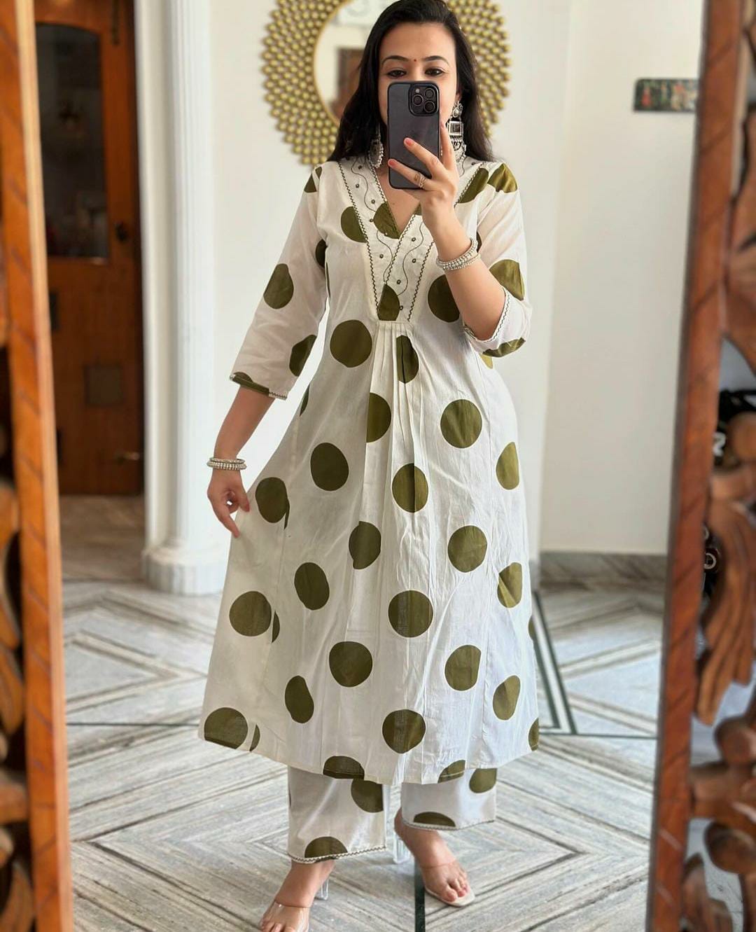 Cotton co-ords in white colour - Eshana Collections