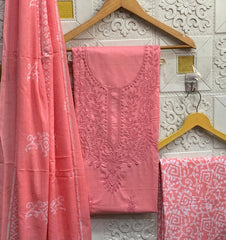 Cotton dress material with embroidery - Eshana Collections