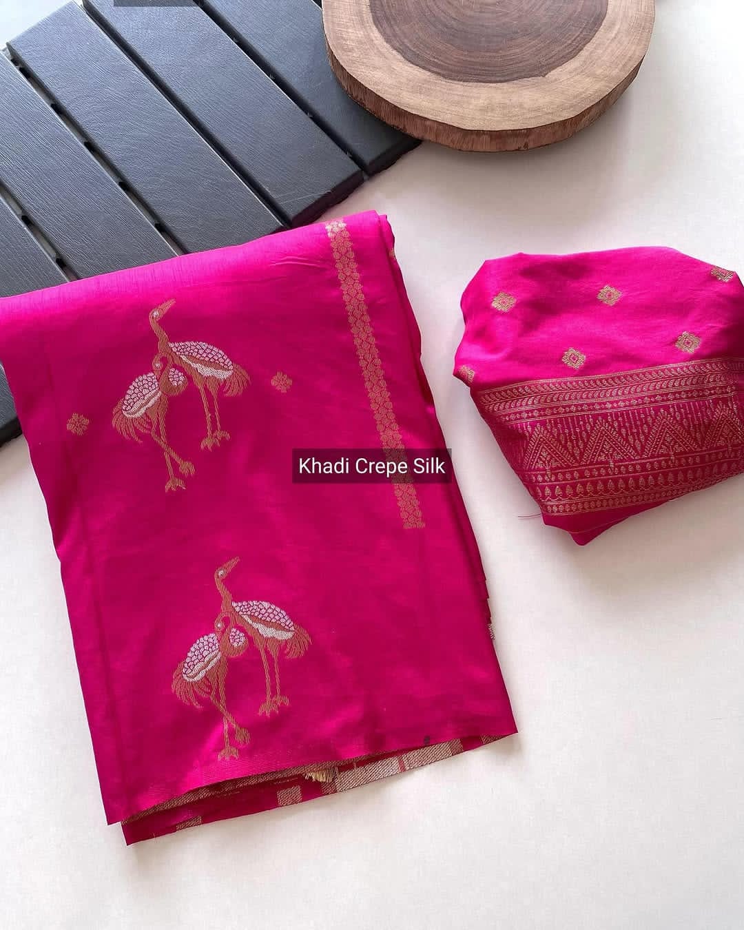 Khadi  crepe silk saree - Eshana Collections