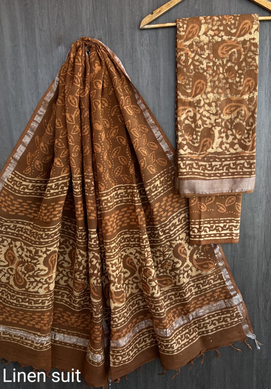 Pure linen suit/ salwar material - Eshana Collections