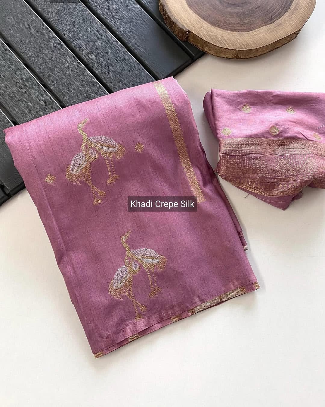 Khadi  crepe silk saree - Eshana Collections