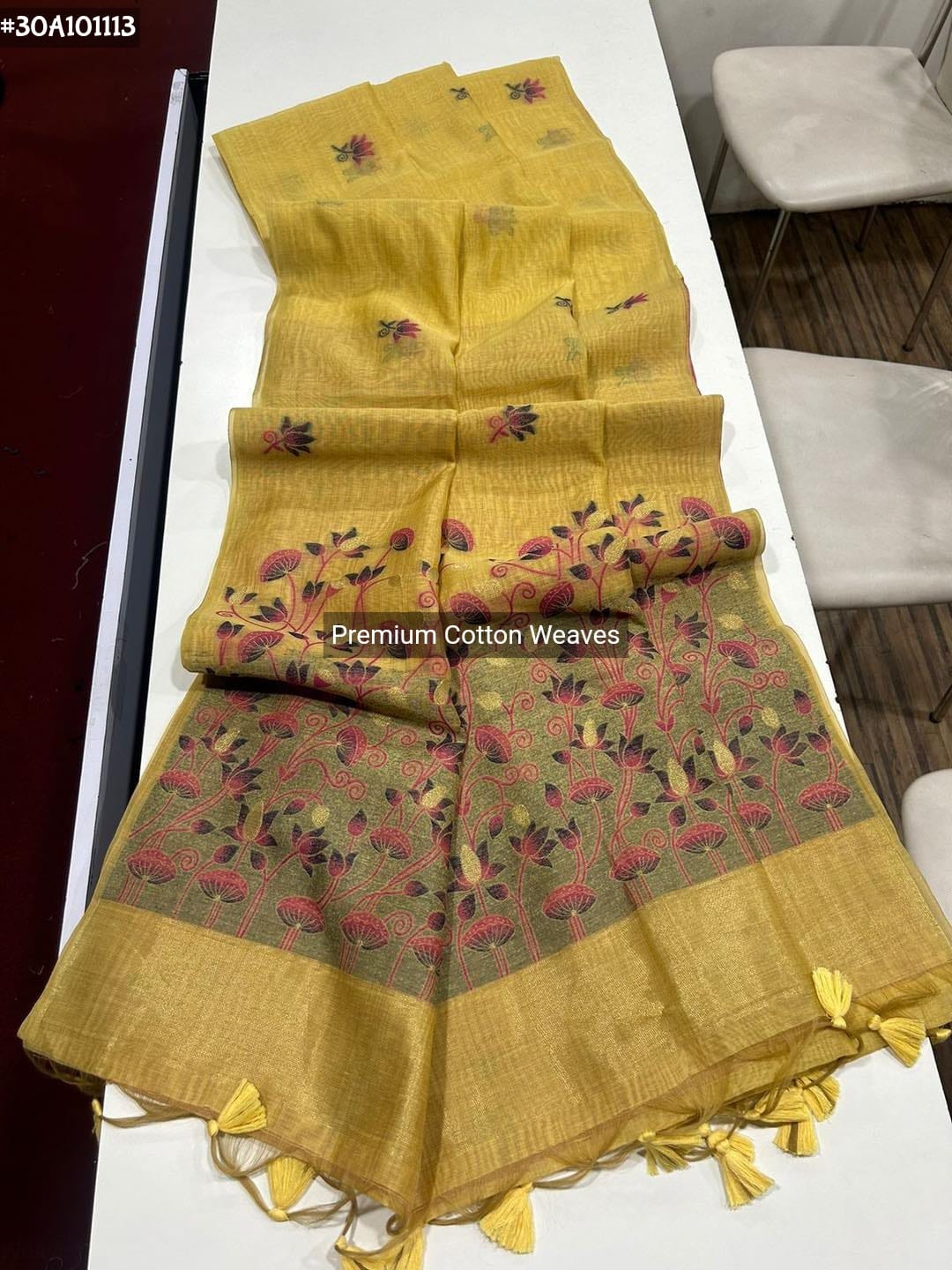 Cotton sarees in pichwai weaving - Eshana Collections