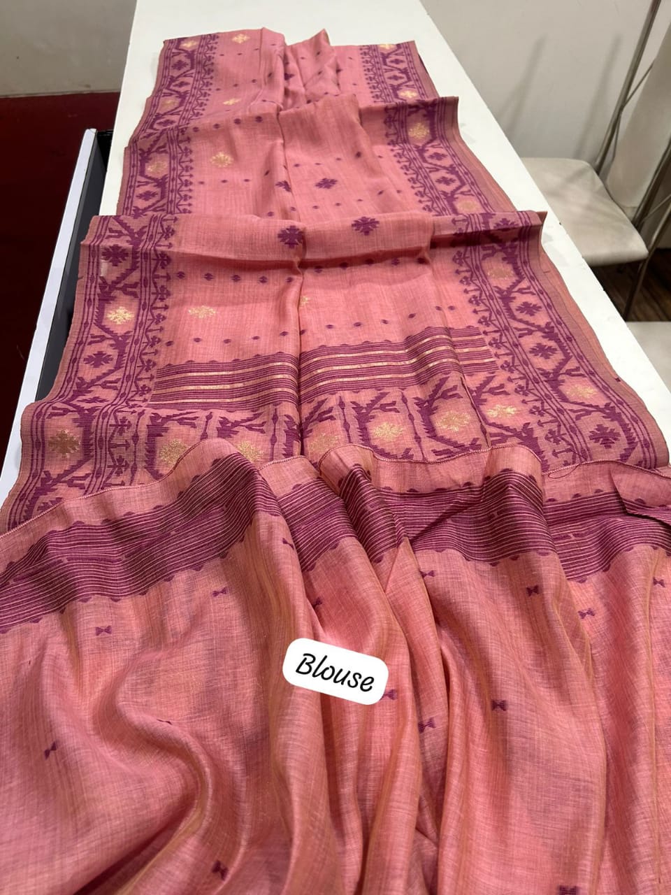PURE SOFT JAMDANI MUNGA COTTON SAREE - Eshana Collections