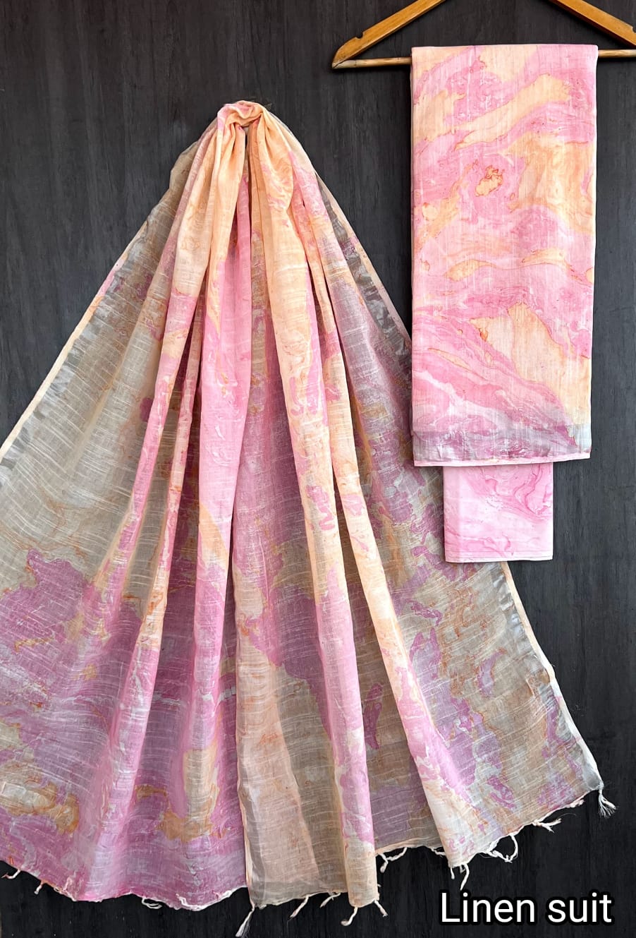 Pure linen salwar kameez material - Eshana Collections