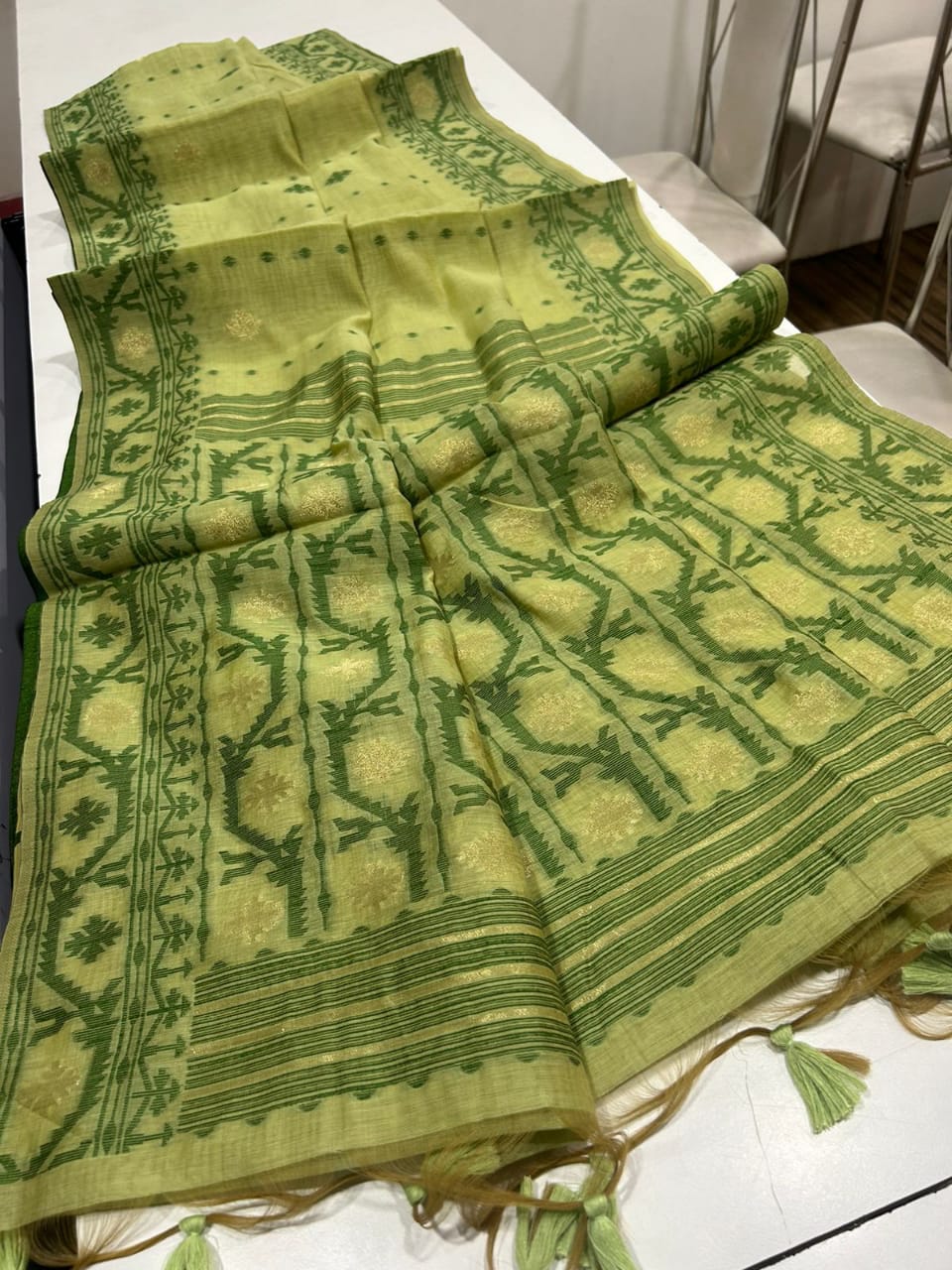 PURE SOFT JAMDANI MUNGA COTTON SAREE - Eshana Collections
