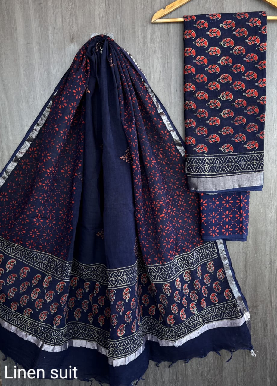 Pure linen suit/ salwar material - Eshana Collections