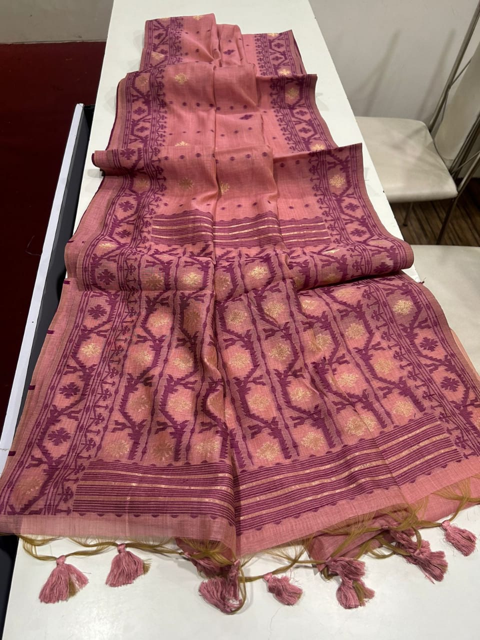 PURE SOFT JAMDANI MUNGA COTTON SAREE - Eshana Collections