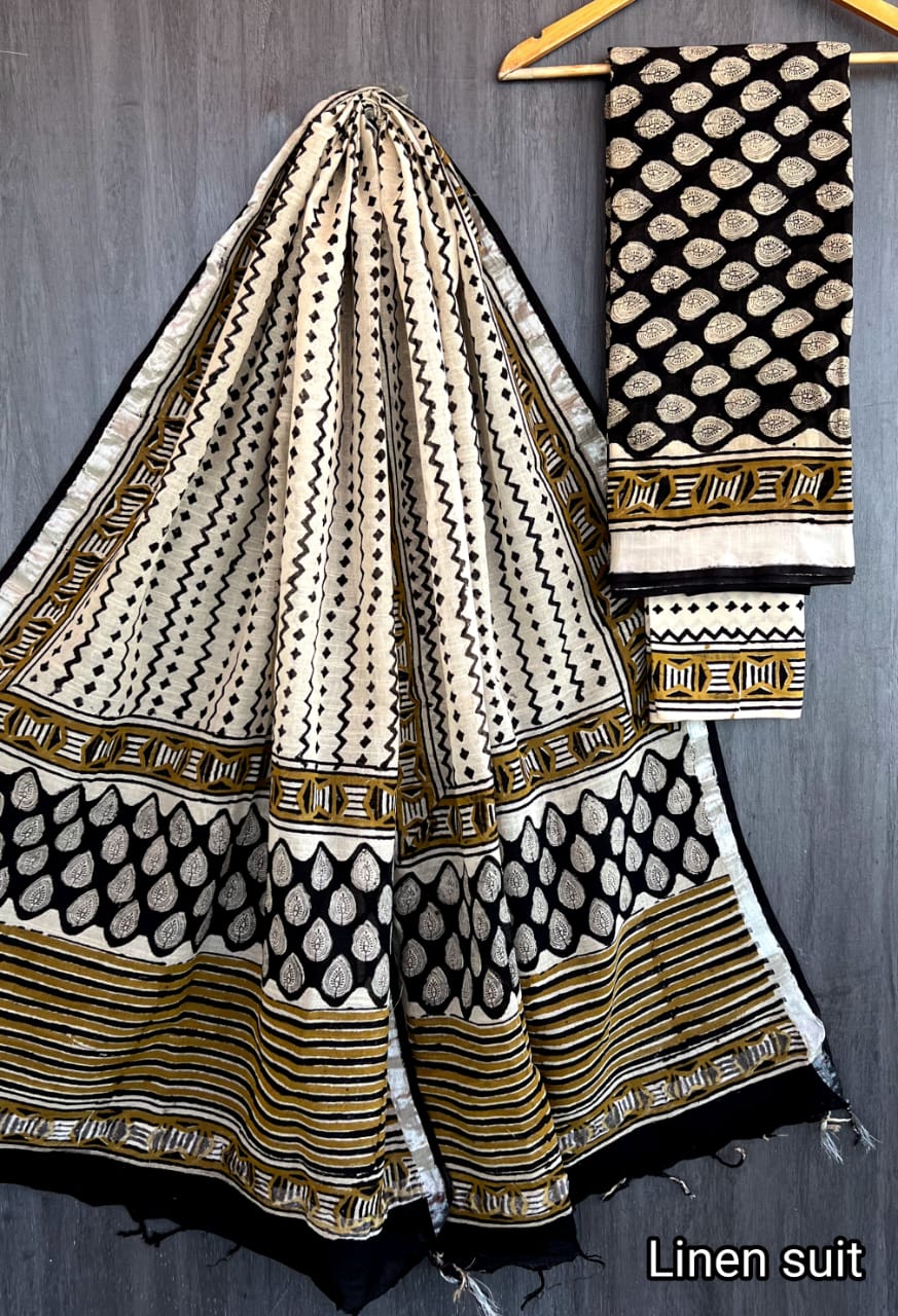 Pure linen salwar kameez material - Eshana Collections