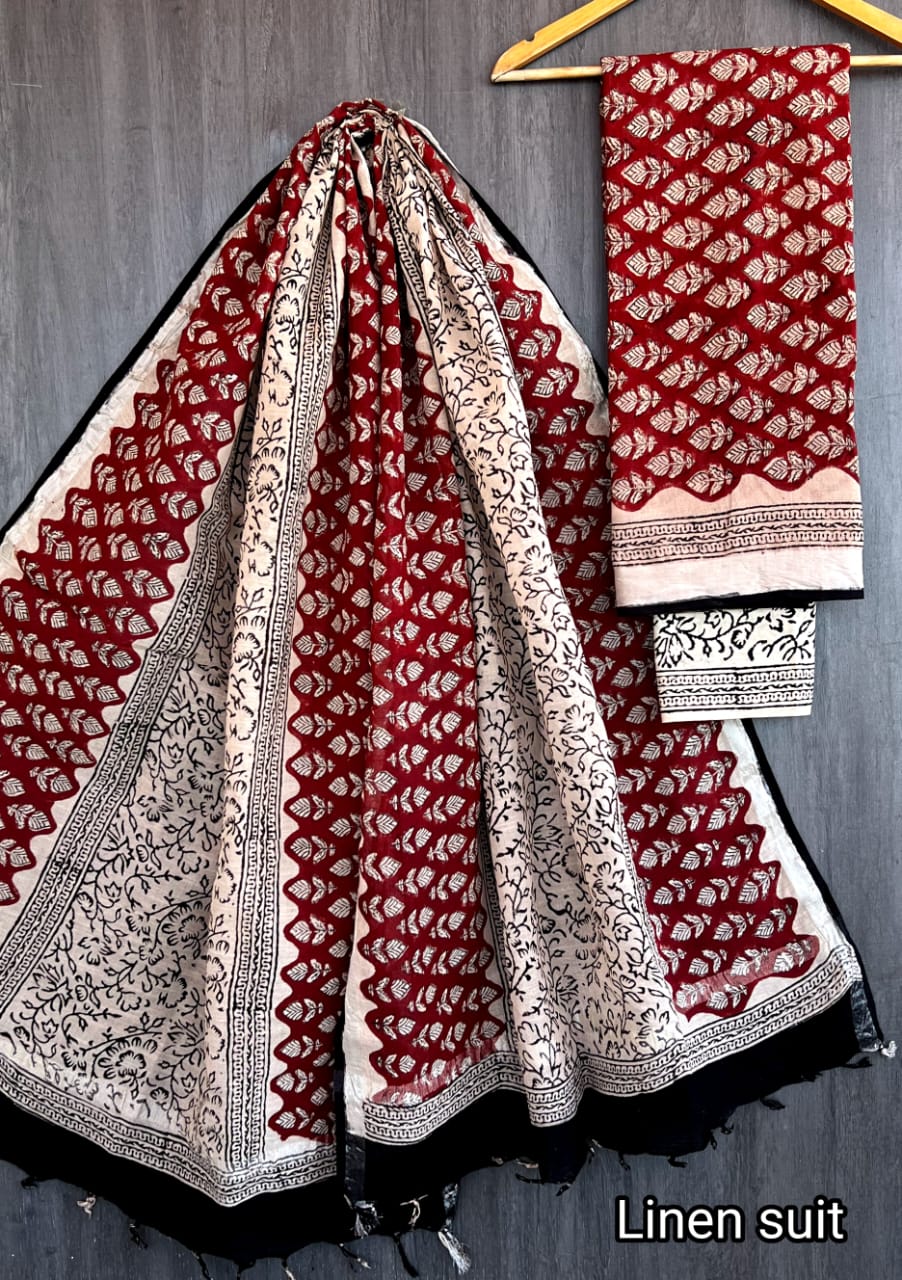 Pure linen suit/ salwar material - Eshana Collections