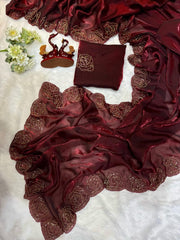 Designer satin crepe sarees - Eshana Collections