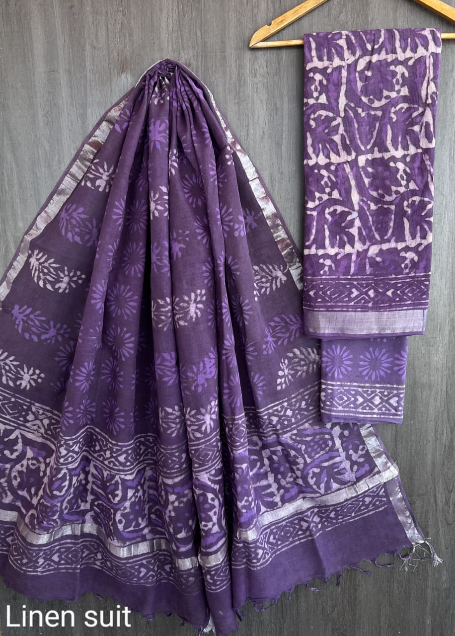 Pure linen suit/ salwar material - Eshana Collections