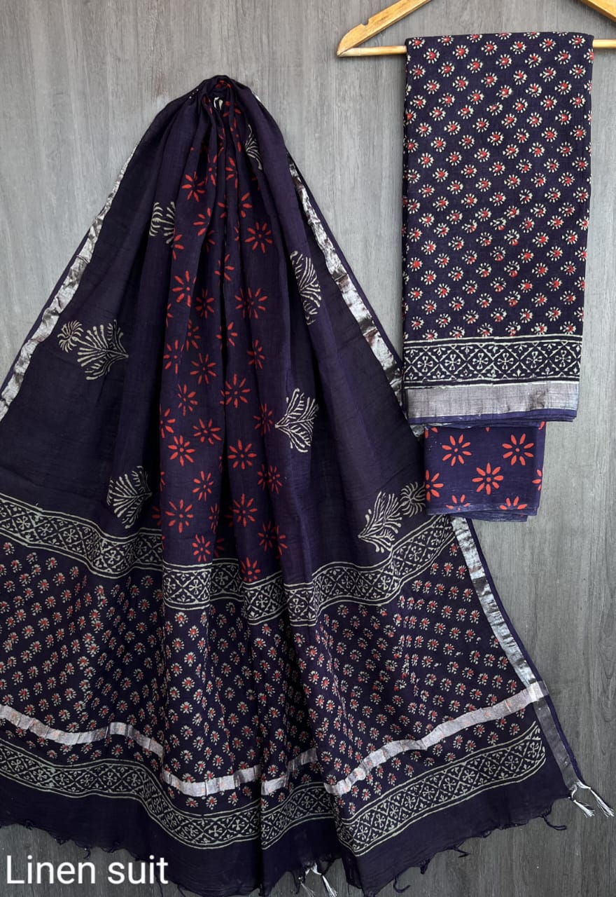 Pure linen suit/ salwar material - Eshana Collections