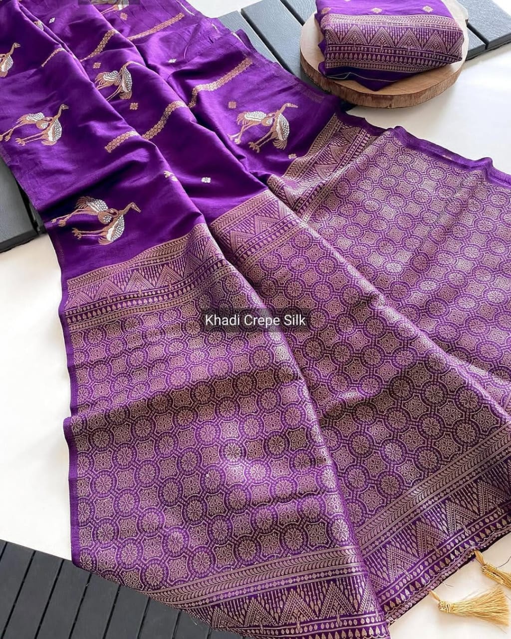 Khadi  crepe silk saree - Eshana Collections