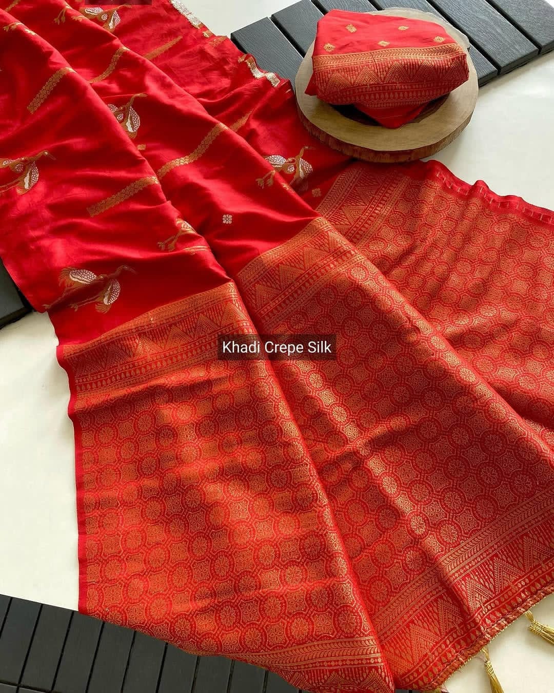 Khadi  crepe silk saree - Eshana Collections