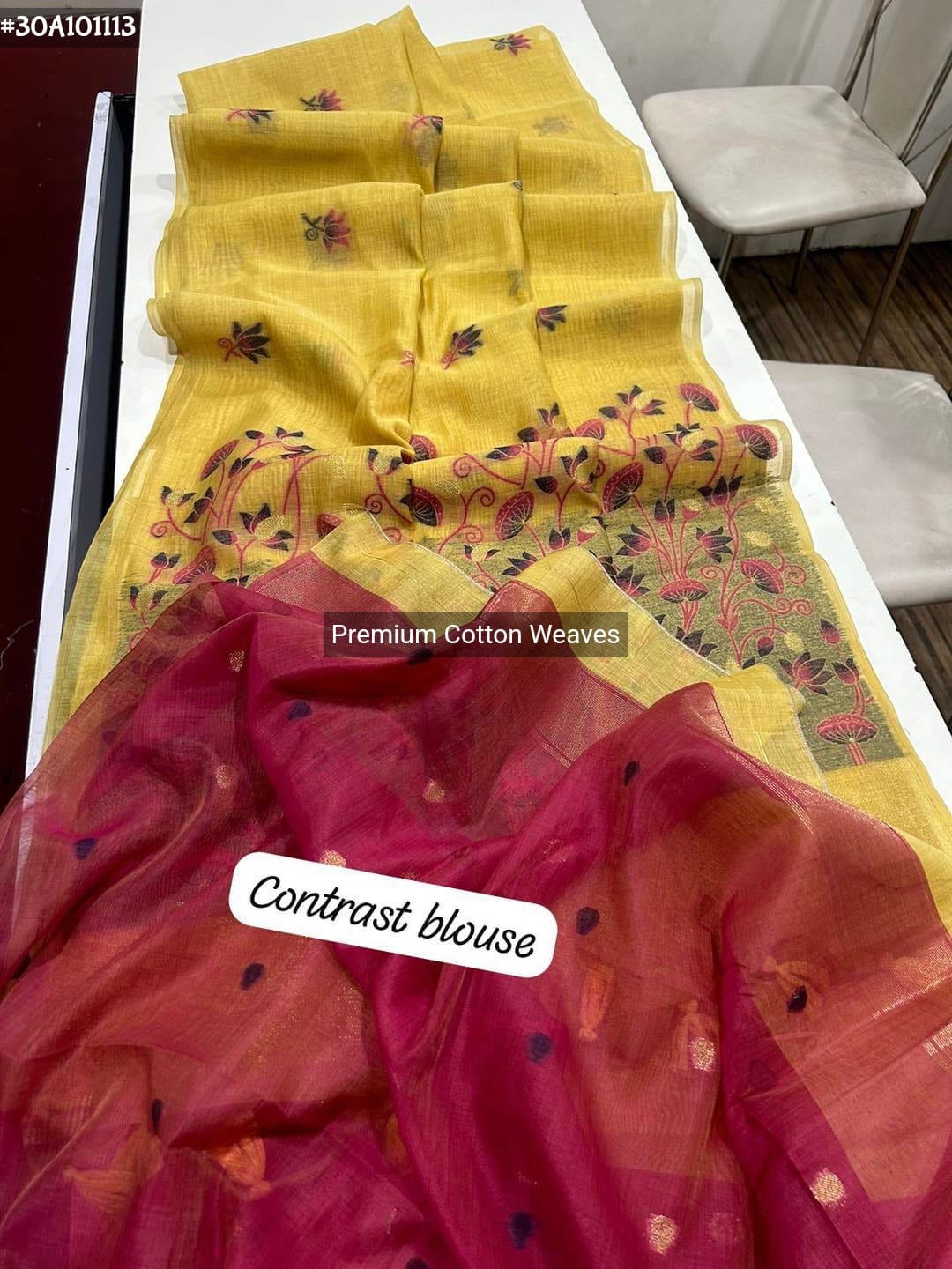 Cotton sarees in pichwai weaving - Eshana Collections