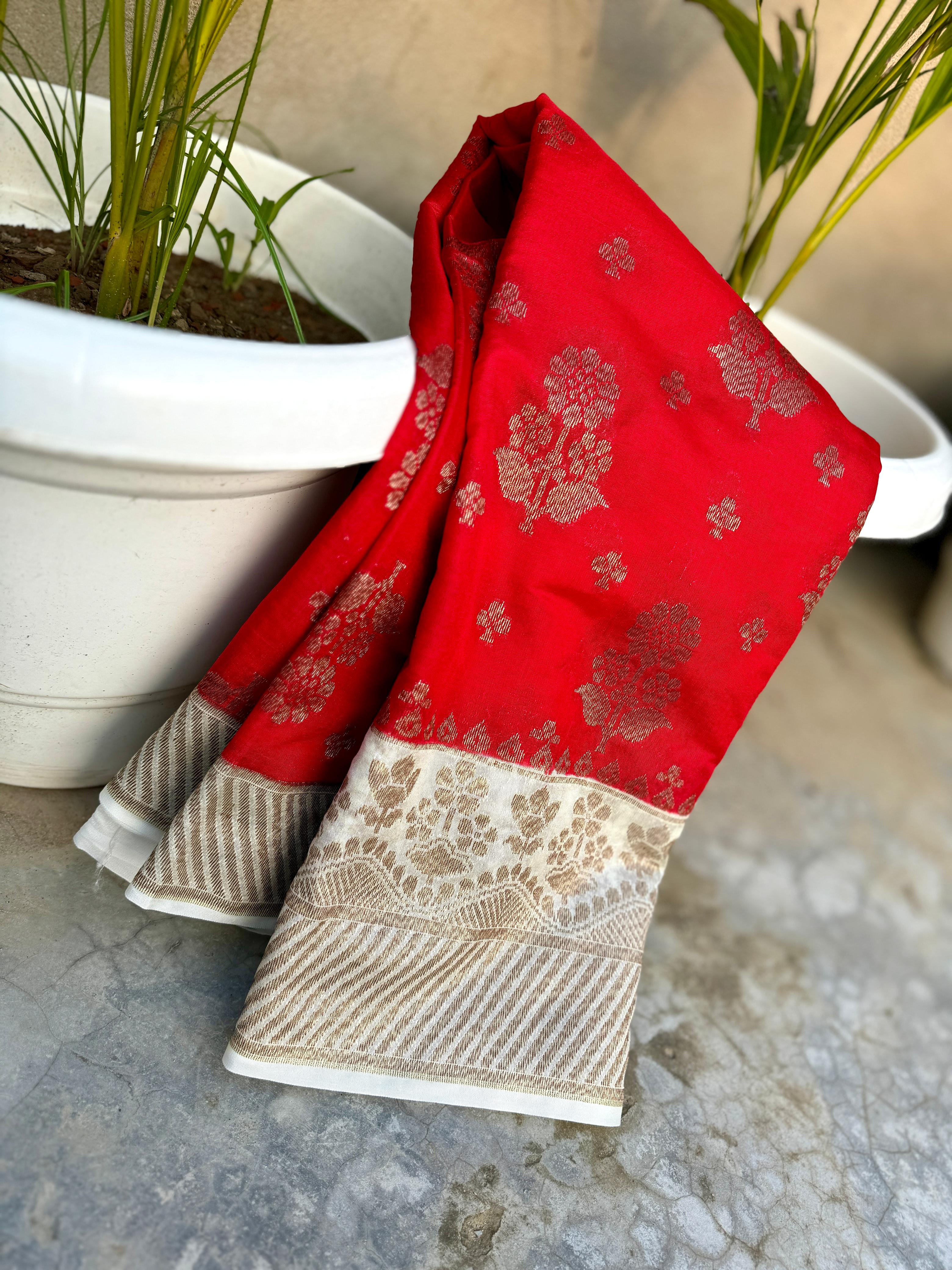 Dupion silk saree - Eshana Collections