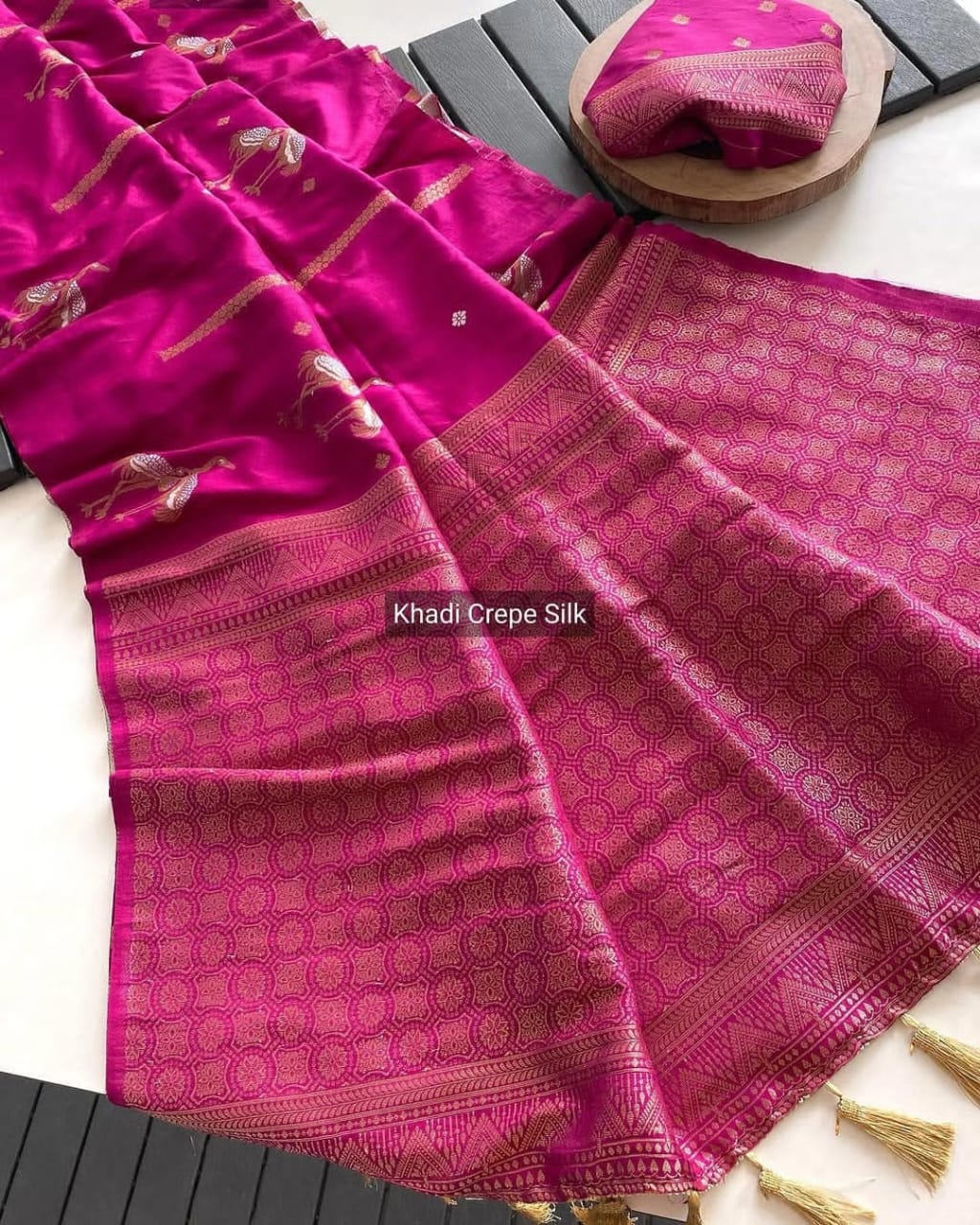 Khadi  crepe silk saree - Eshana Collections