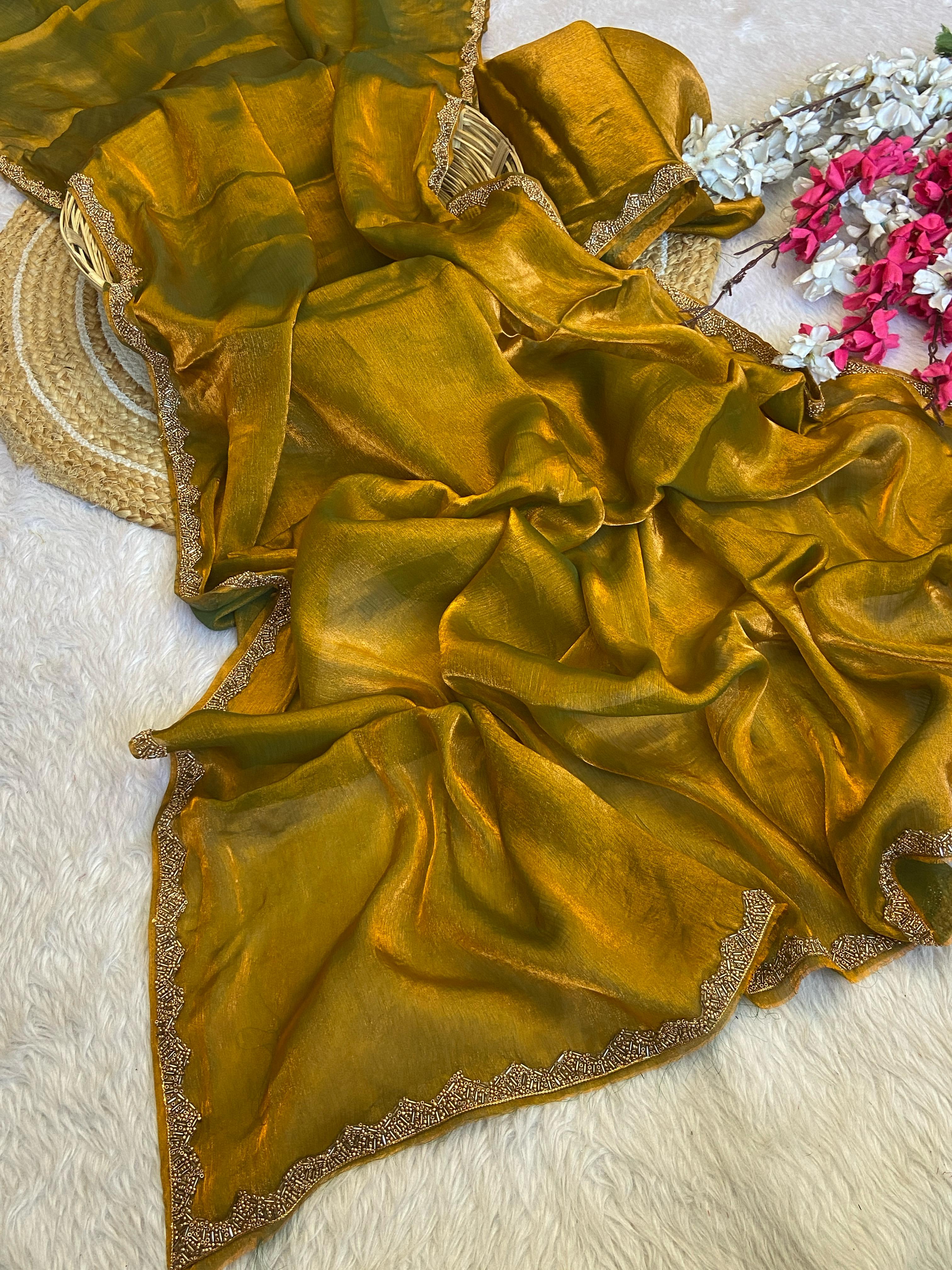 Crushed chiffon sarees - Eshana Collections
