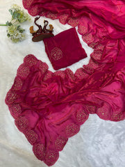Designer satin crepe sarees - Eshana Collections