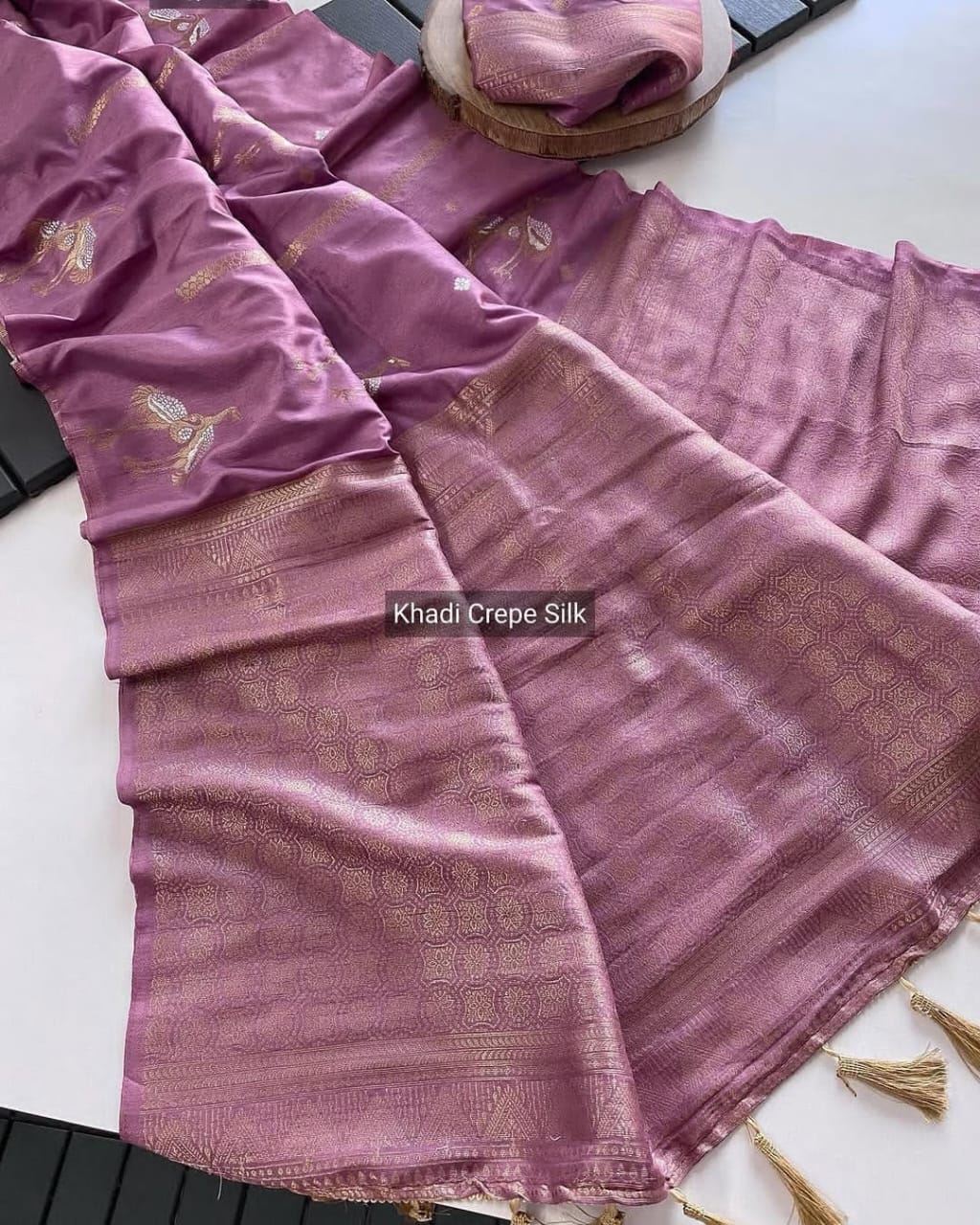 Khadi  crepe silk saree - Eshana Collections