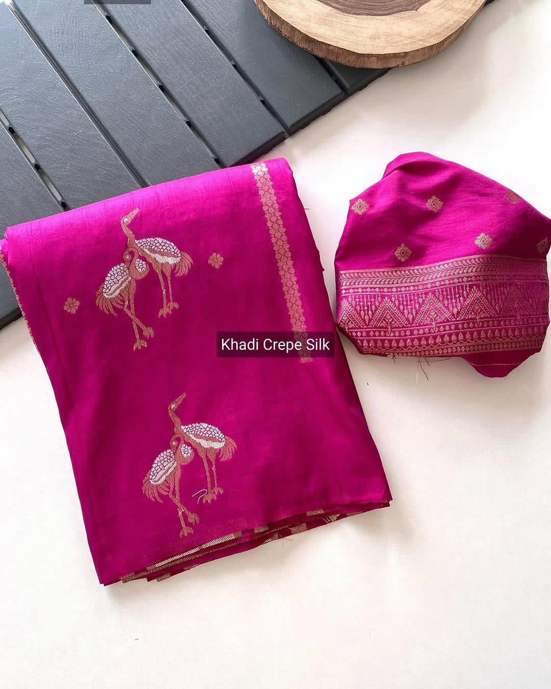 Khadi  crepe silk saree - Eshana Collections