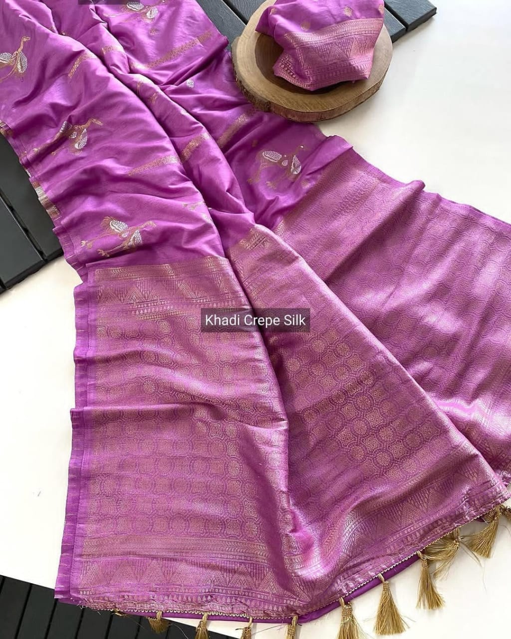 Khadi  crepe silk saree - Eshana Collections