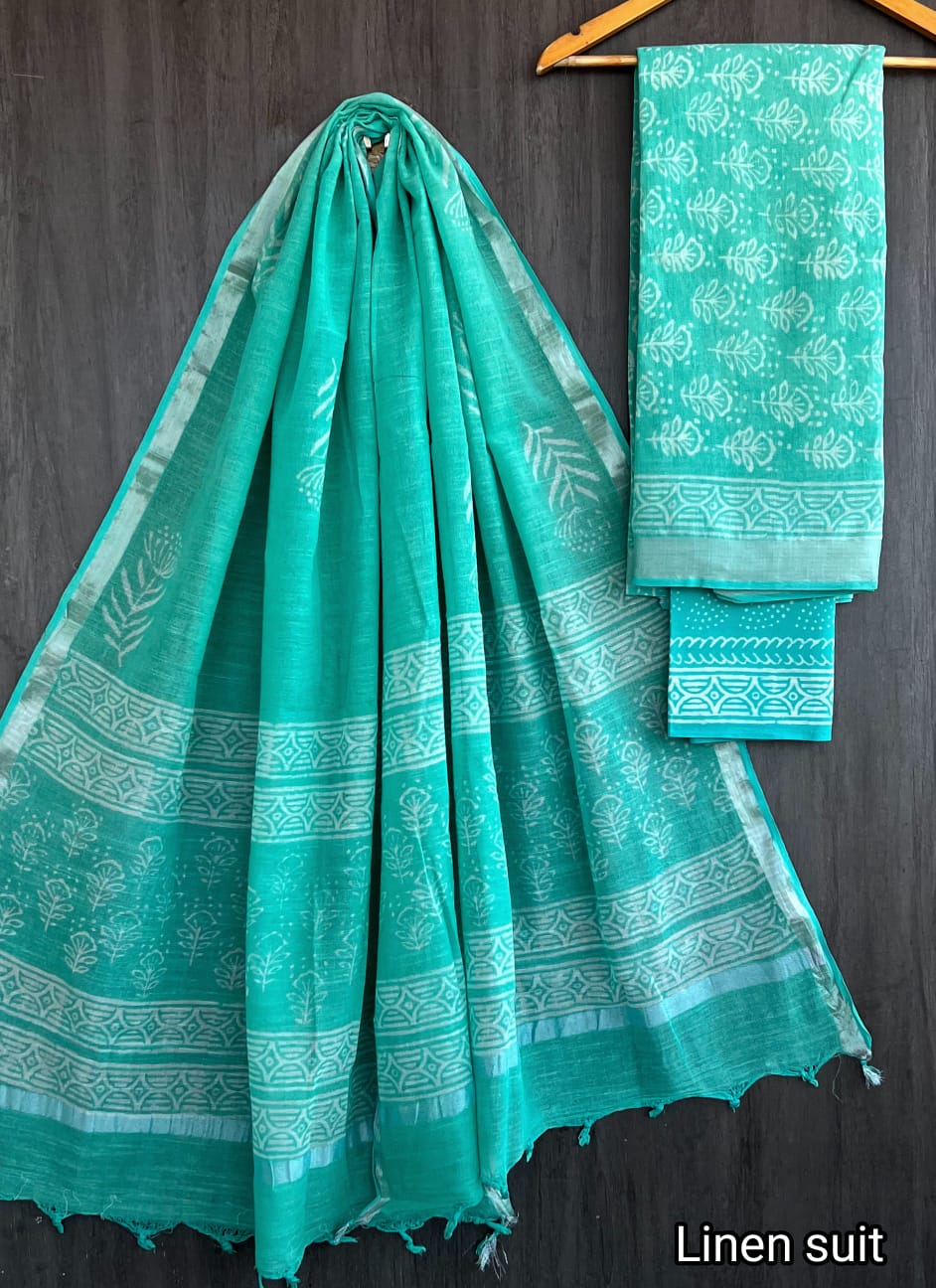 Pure linen salwar kameez material - Eshana Collections