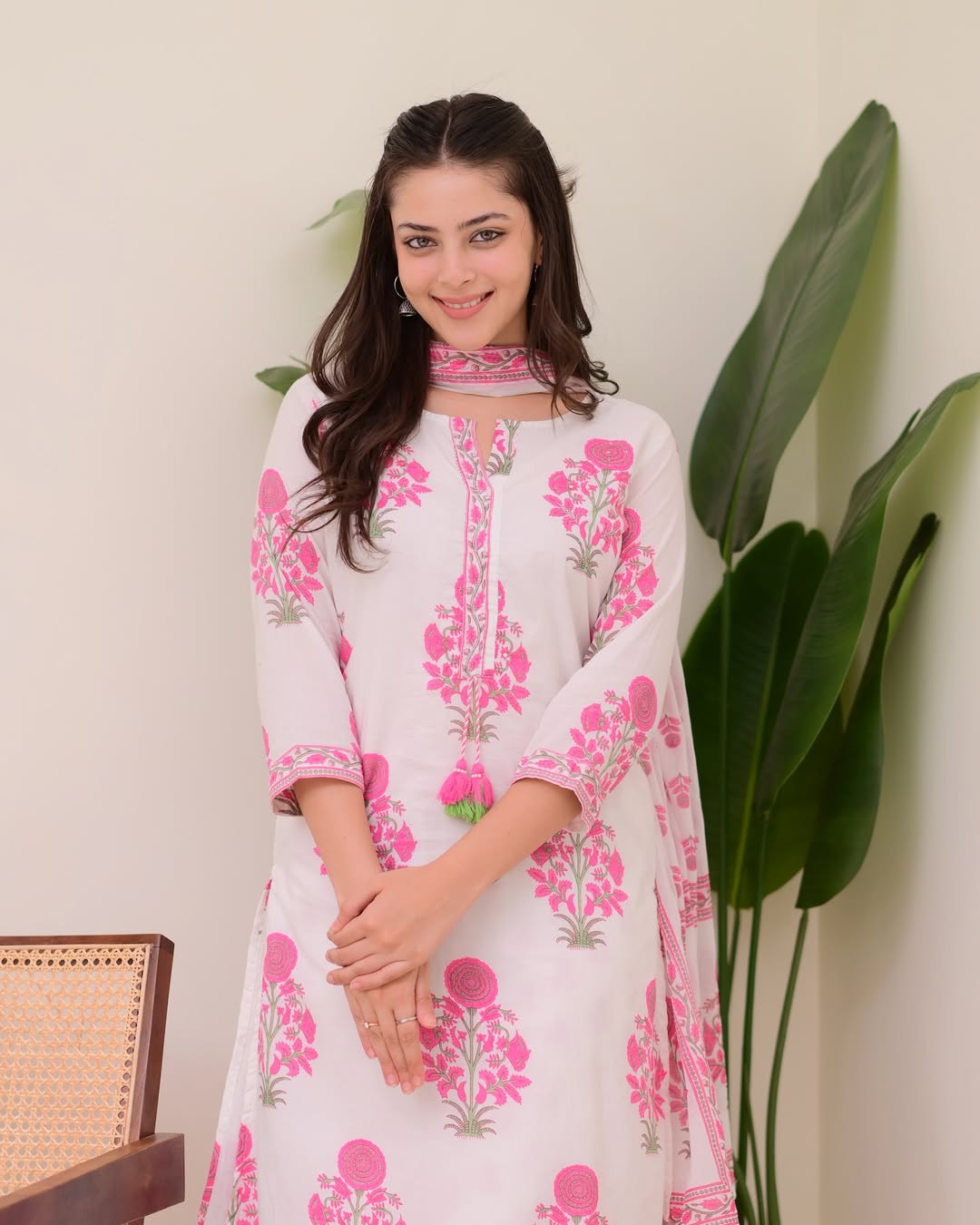 Cotton Kurti palazzo and dupatta set - Eshana Collections