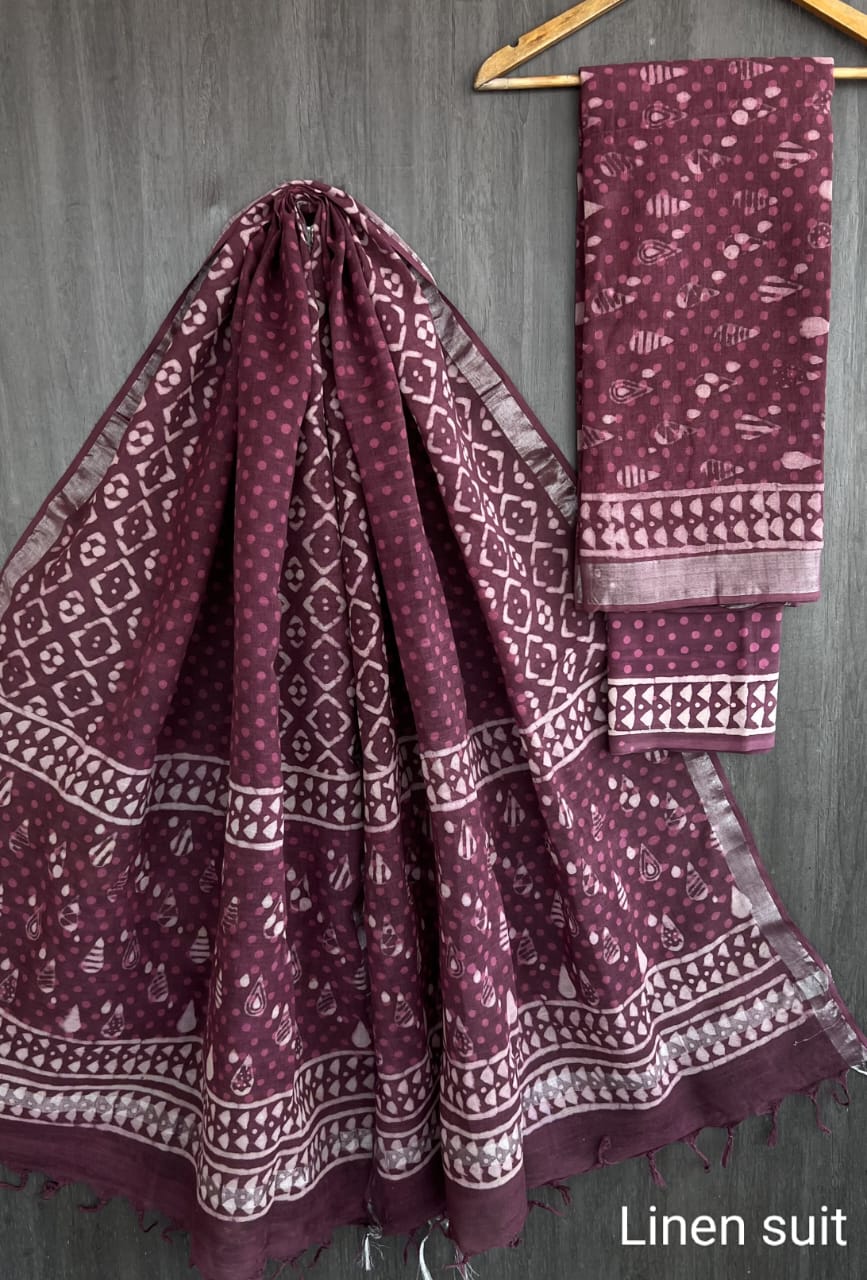Pure linen salwar kameez material - Eshana Collections