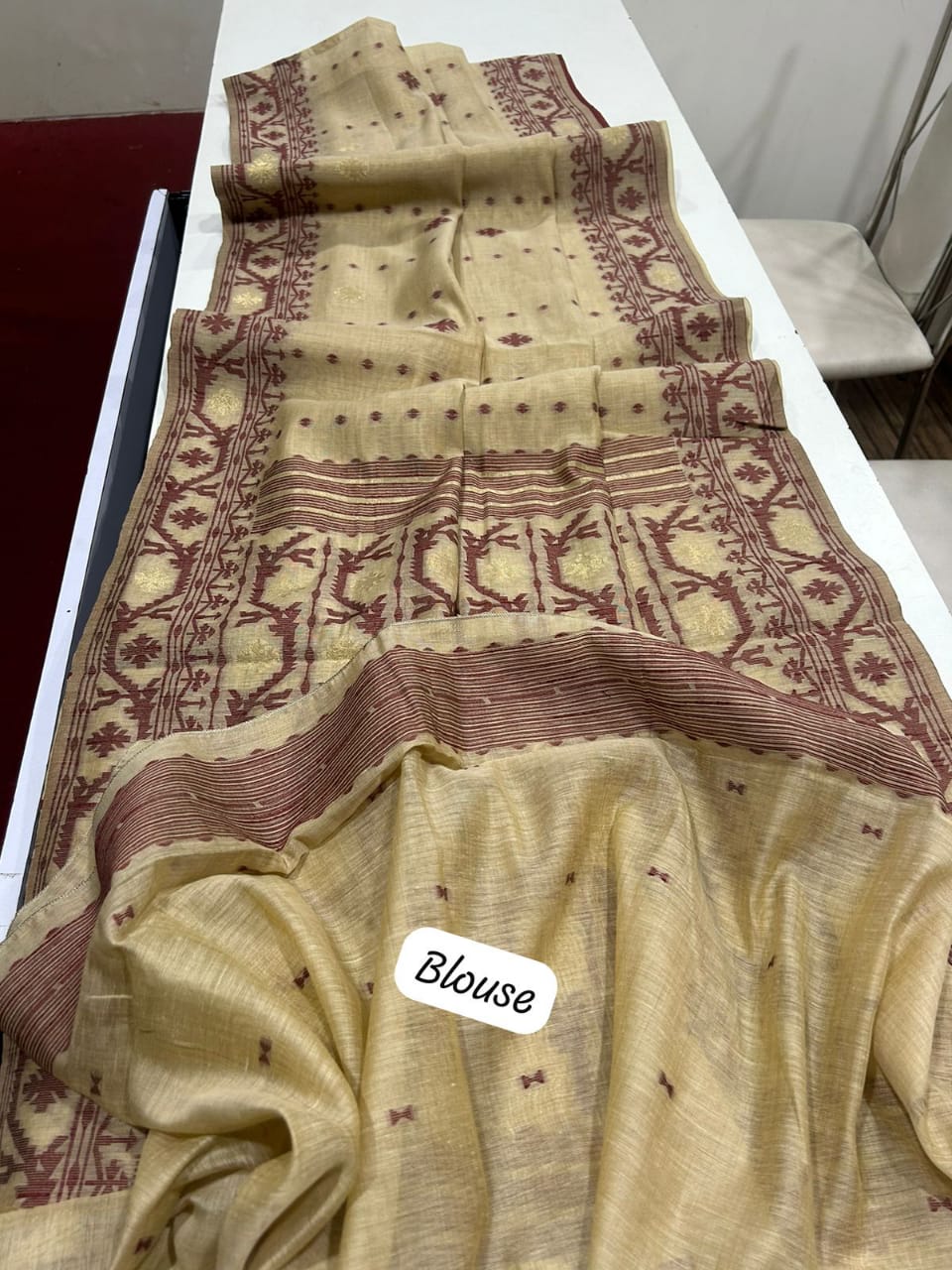 PURE SOFT JAMDANI MUNGA COTTON SAREE - Eshana Collections
