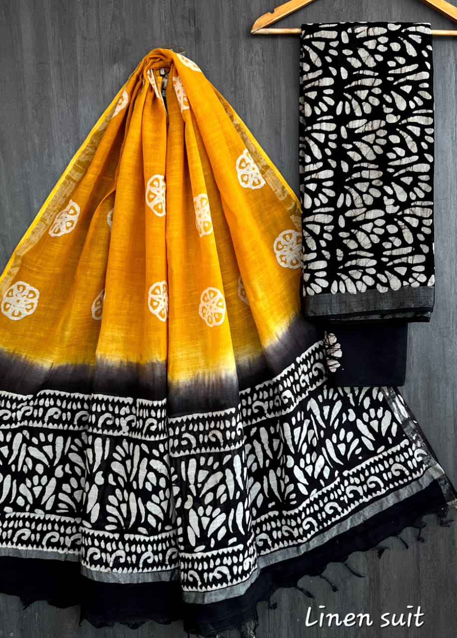 Pure linen salwar kameez material - Eshana Collections
