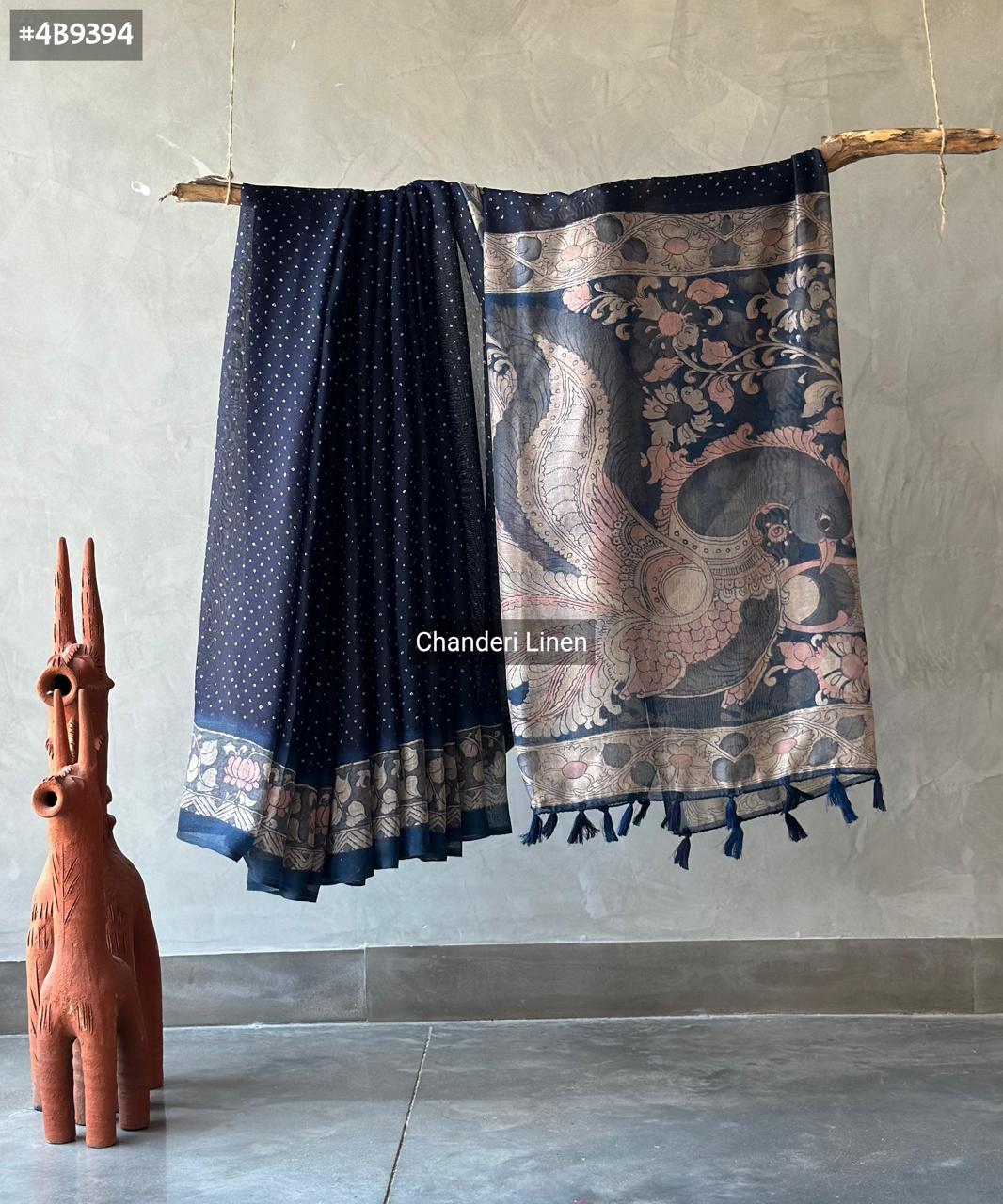 Linen printed sarees - Eshana Collections