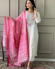 White colour designer salwar suit - Eshana Collections