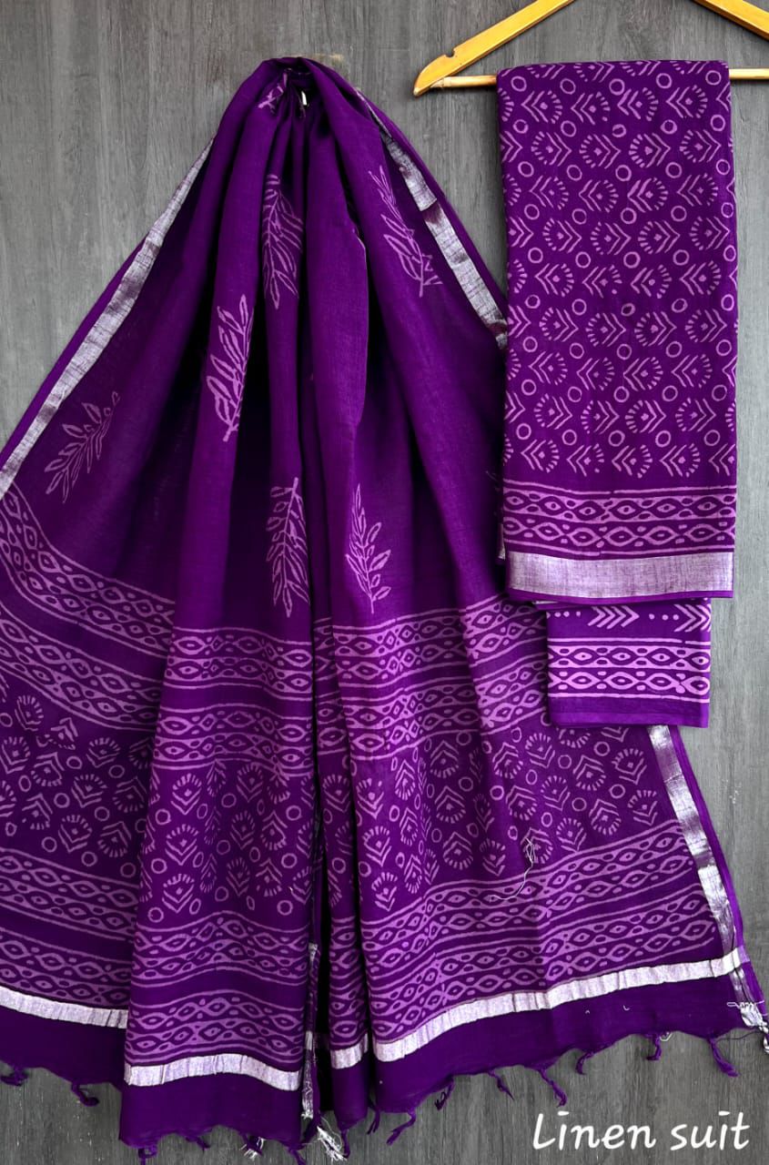 Pure linen salwar kameez material - Eshana Collections