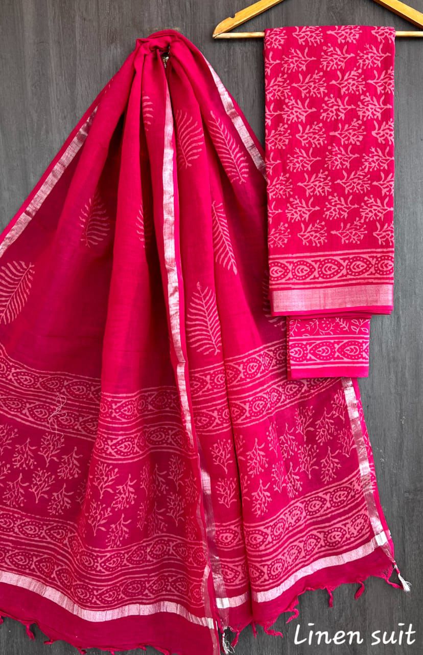 Pure linen salwar kameez material - Eshana Collections