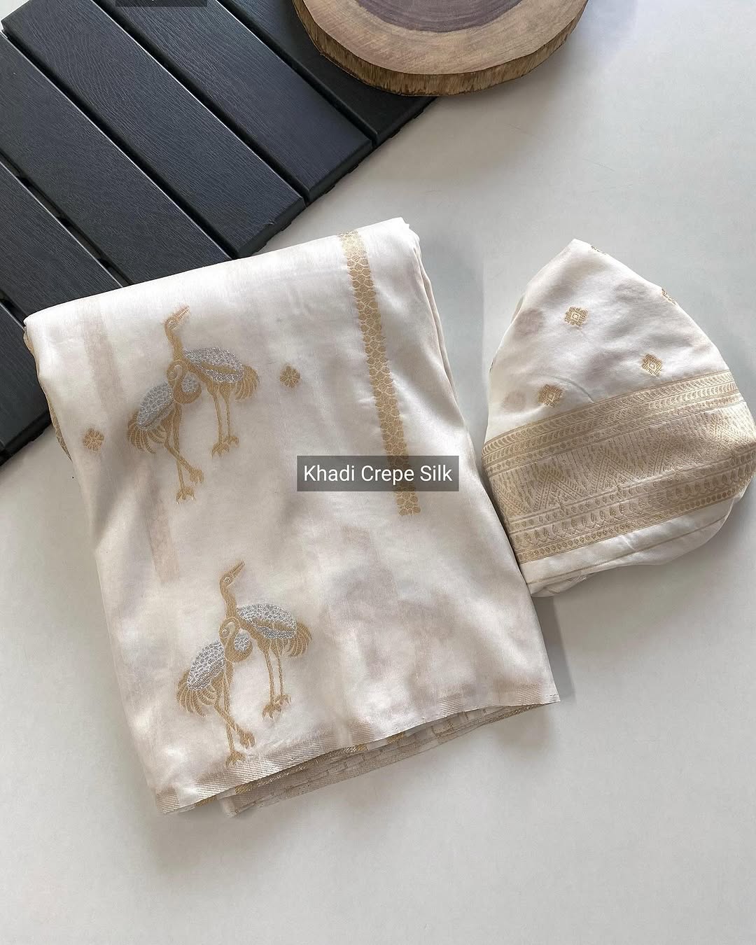 Khadi  crepe silk saree - Eshana Collections
