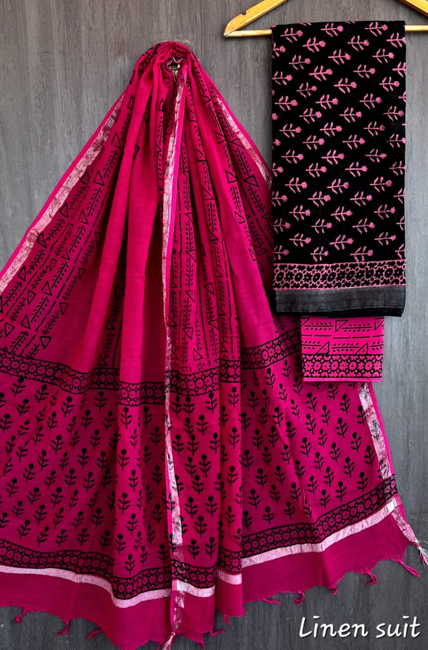 Pure linen salwar kameez material - Eshana Collections