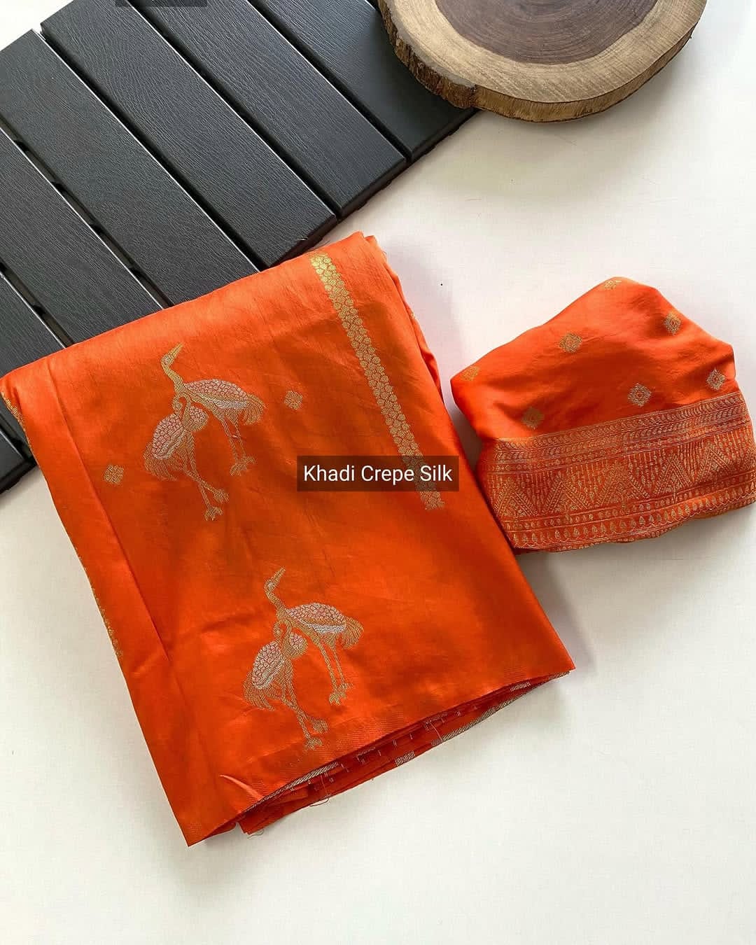 Khadi  crepe silk saree - Eshana Collections